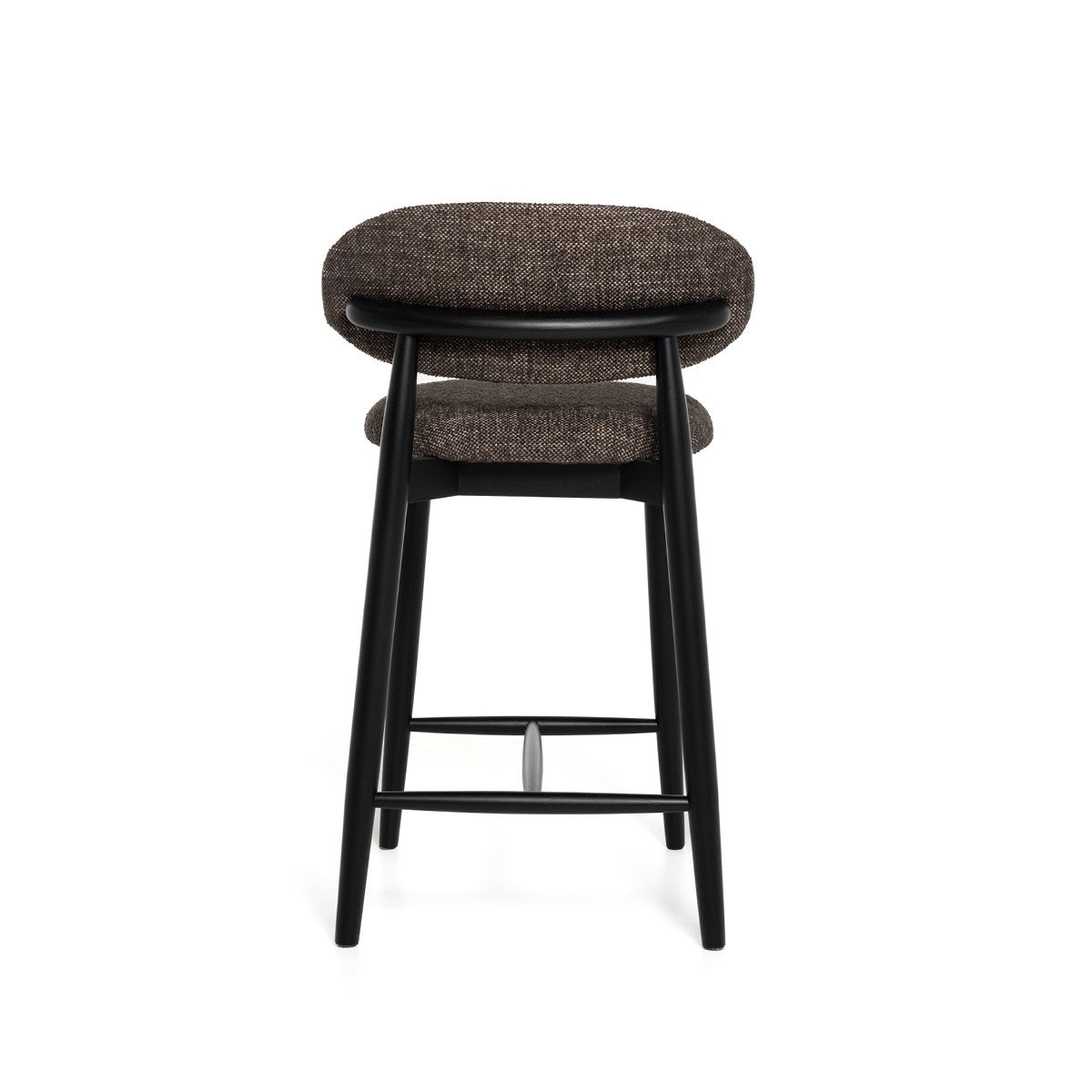 Malmø barstol heltre sort eik (stoff Lola mørk brun melert)