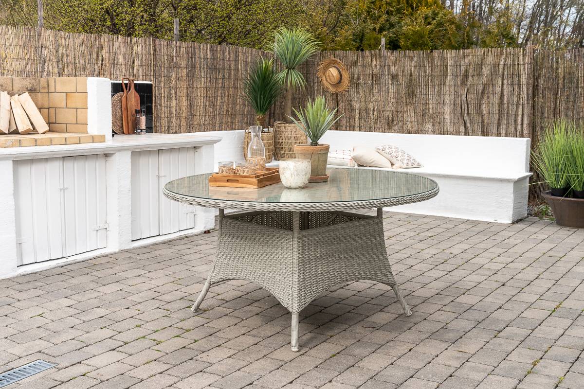 Imperia spisebord med glassplate (150 - stone white)