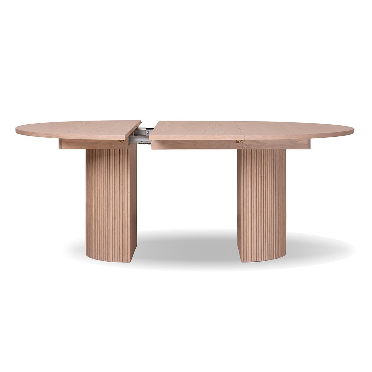 Noor rundt spisebord ø150 (300) med 3 tilleggsplater (hvitvasket eik)