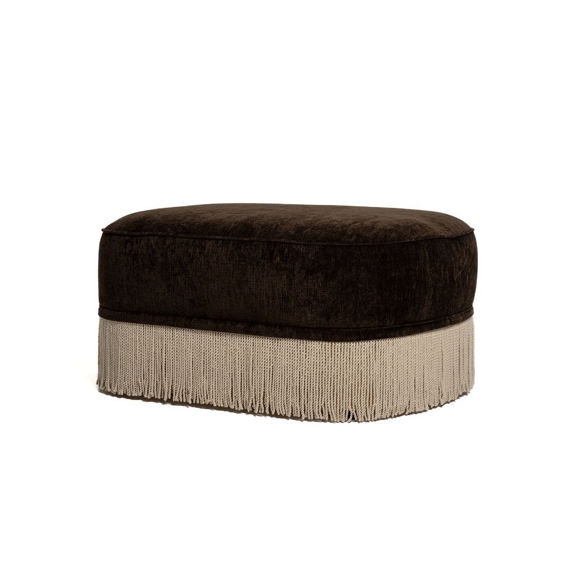 Nouvelle ottoman (90x70) Randy 12 mørk brun - avtagbare frynser