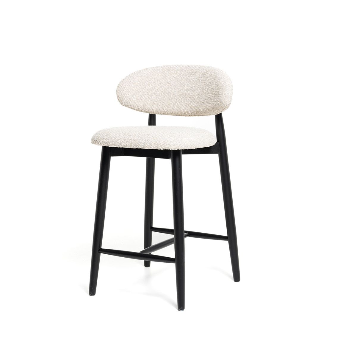 Malmø barstol heltre sort eik (stoff Sunset beige melert)