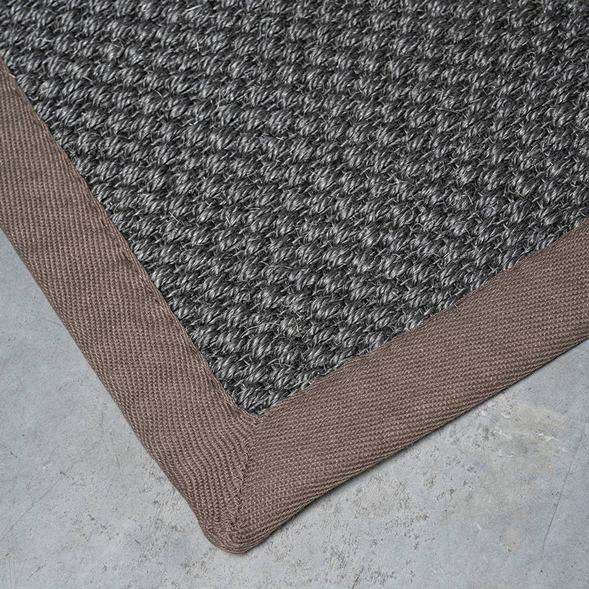 Sisal teppe (100x300 - Antrasitt/brun kant)