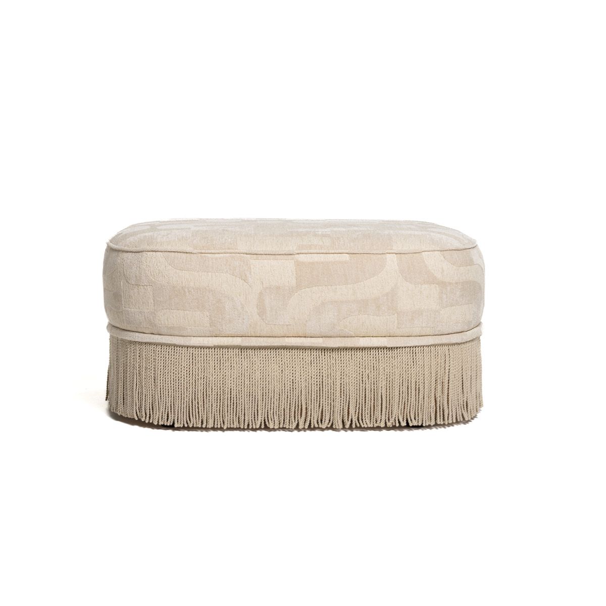 Nouvelle ottoman (90x70) Jacquard beige - avtagbare frynser