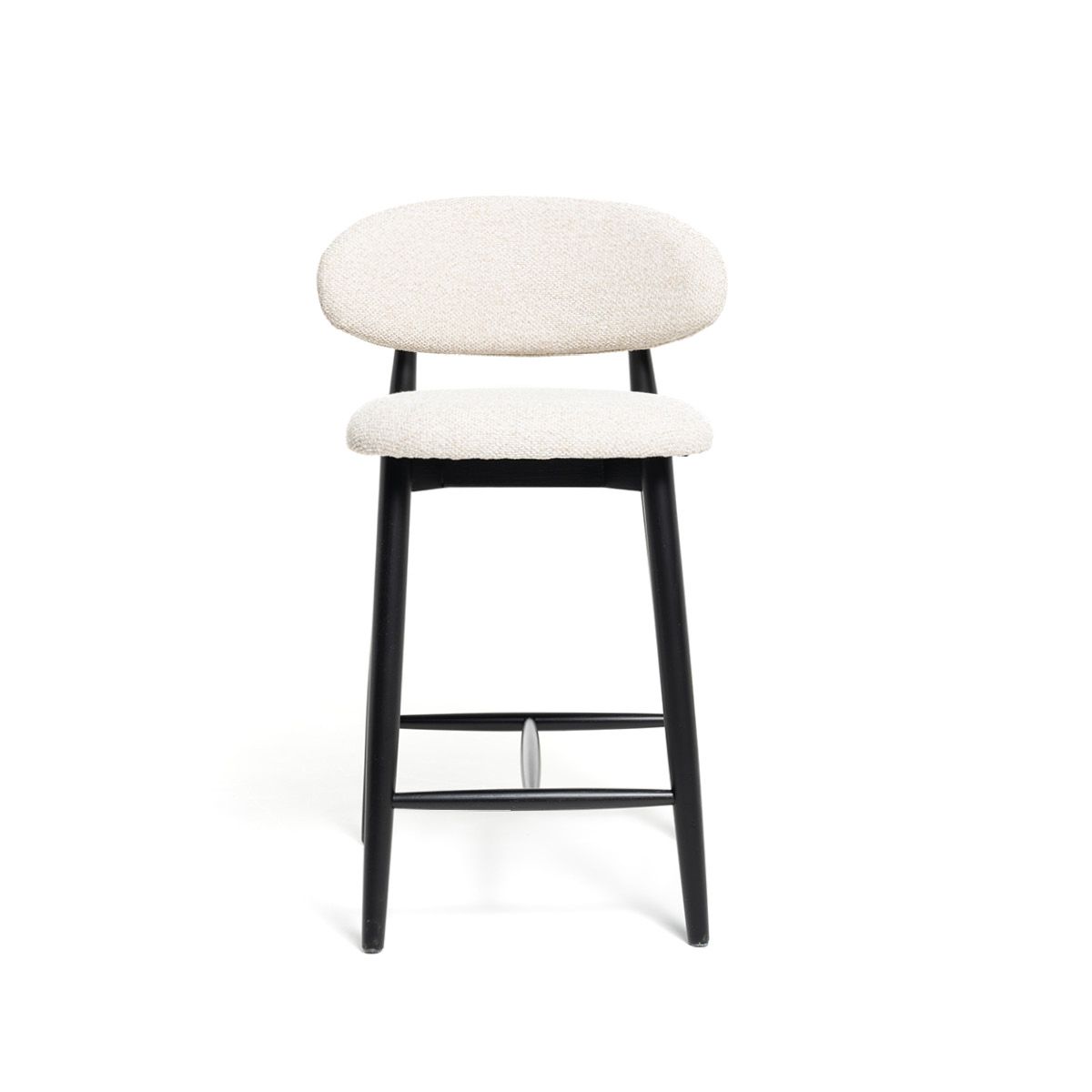 Malmø barstol heltre sort eik (stoff Sunset beige melert)