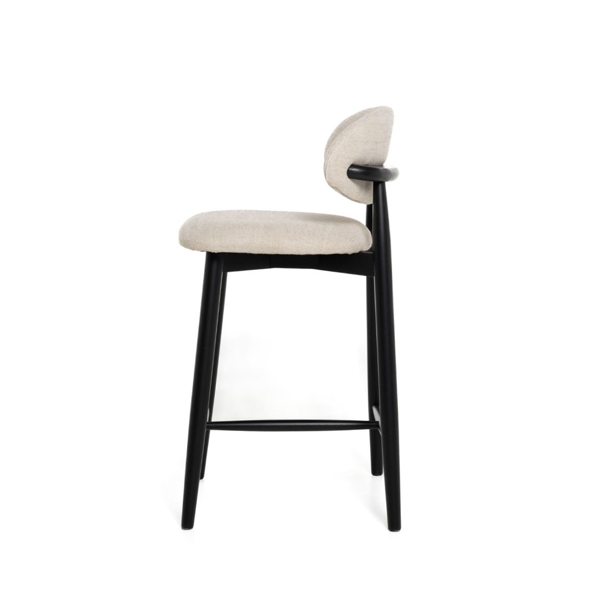 Malmø barstol heltre sort eik (stoff Lin beige)