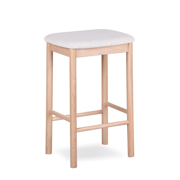 Hovedbilde Voss barstol (h68) lys heltre eik/sete lys beige tekstil