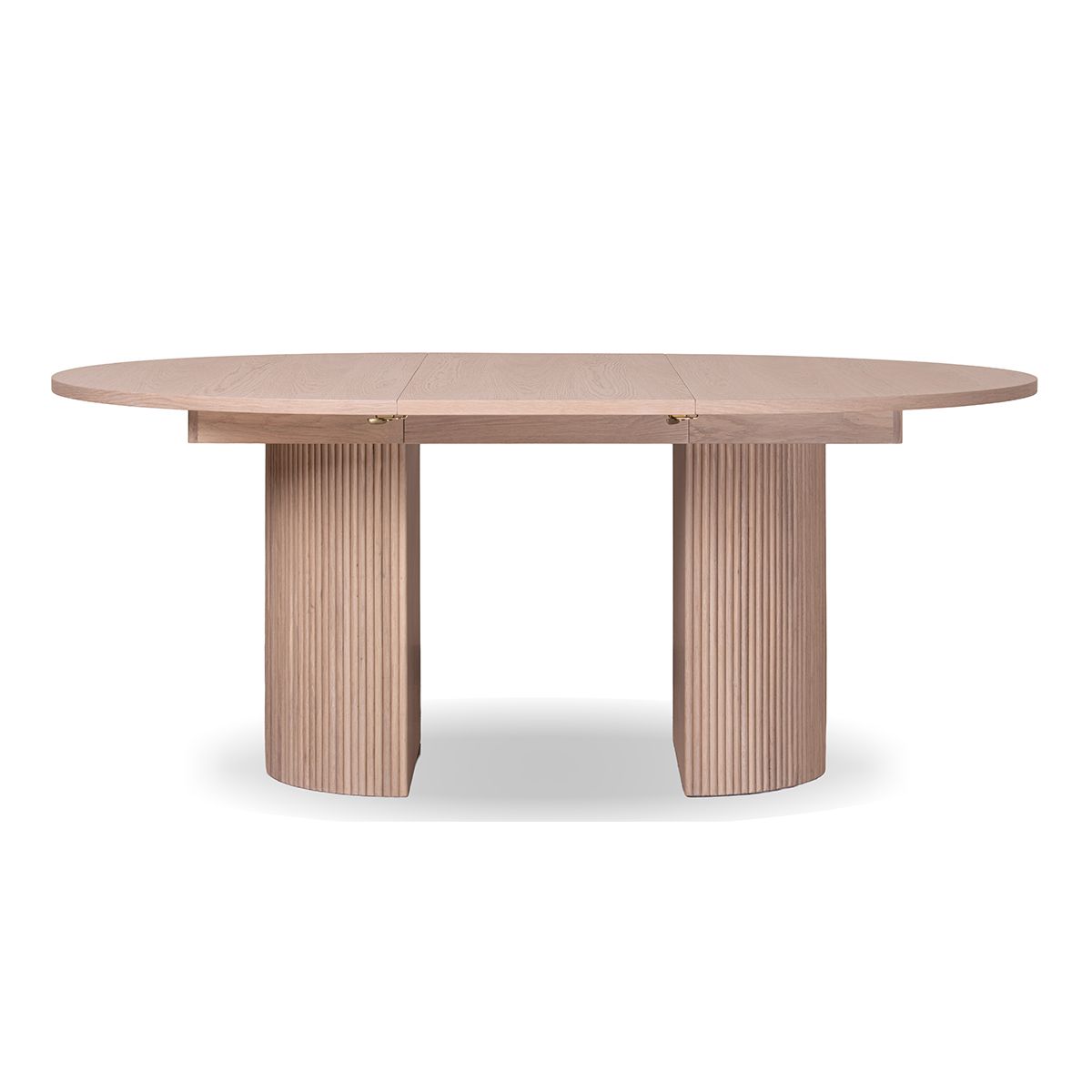 Noor rundt spisebord ø150 (300) med 3 tilleggsplater (hvitvasket eik)